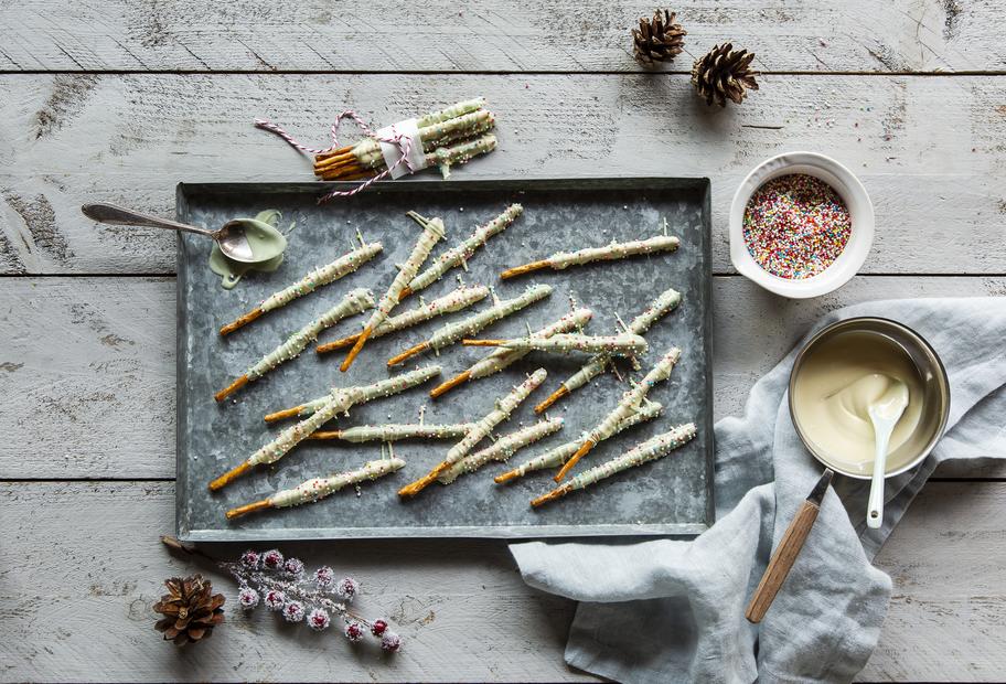 Laugensticks mit Schokolade