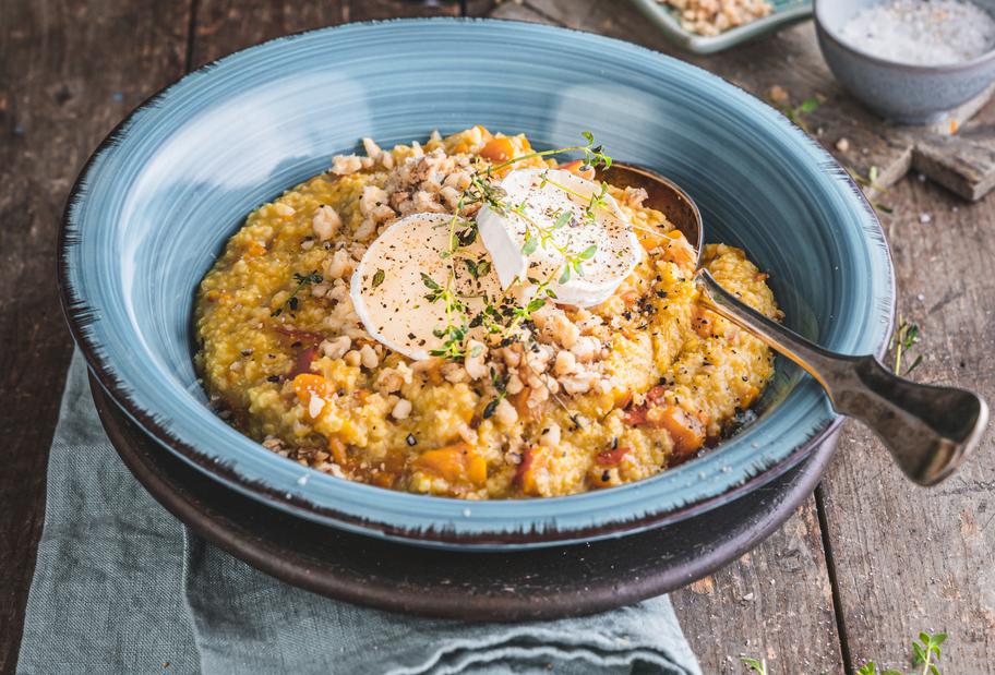 "Hisotto" mit Kürbis und Ziegenkäse