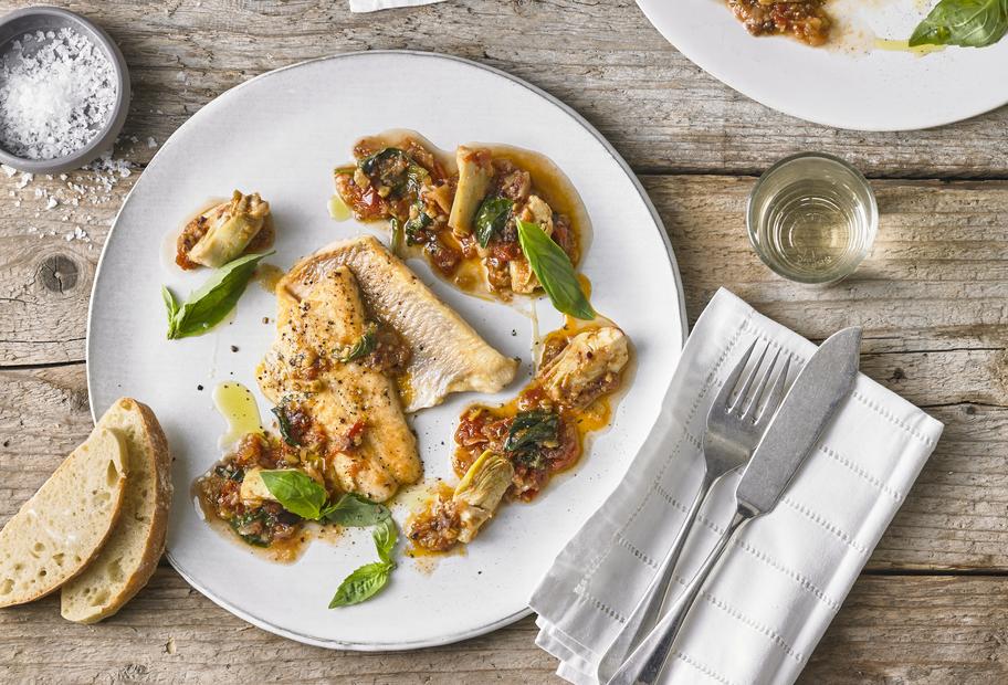 Saibling mit Artischocken