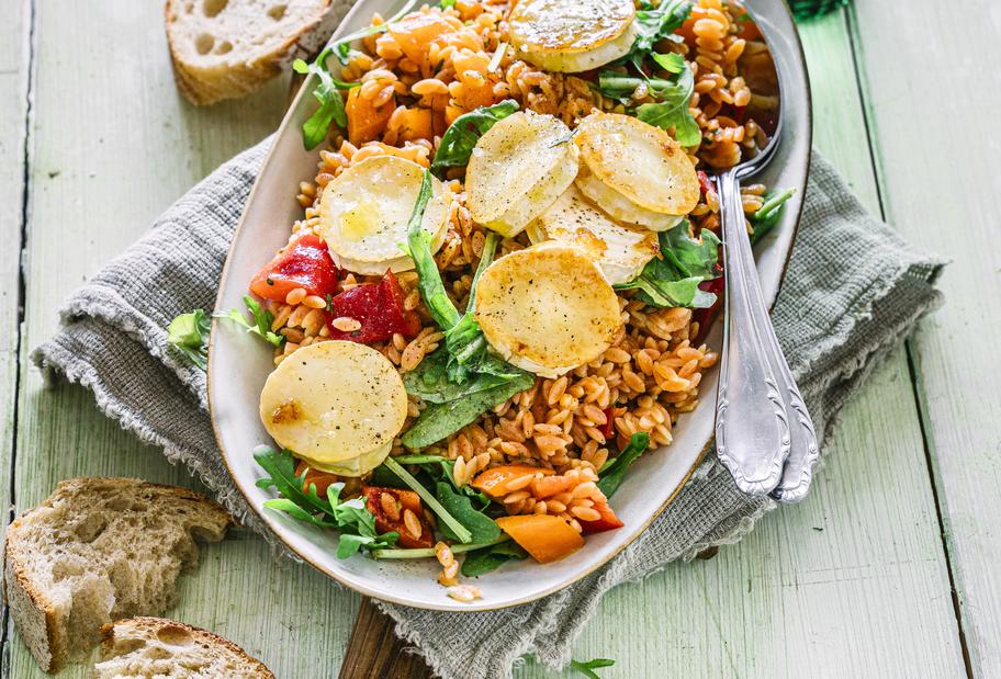 Linsensalat mit Rucola und Ziegenkäse