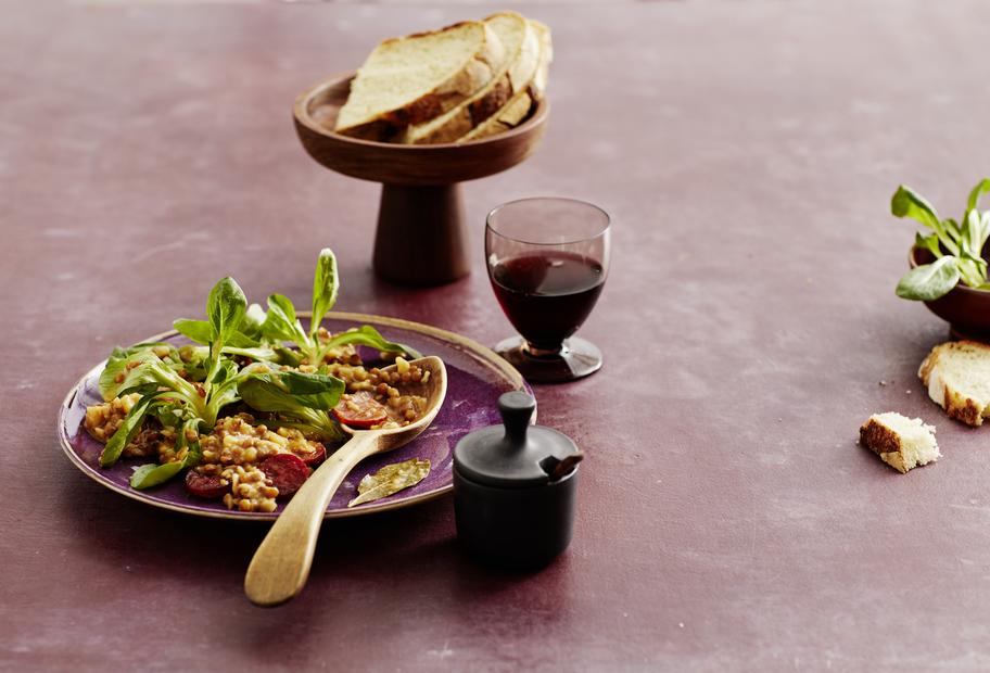 Feldsalat mit Linsen