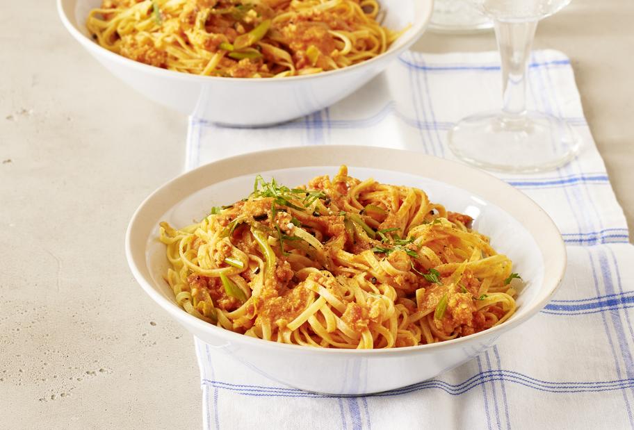 Asia-Pasta mit Garnelen