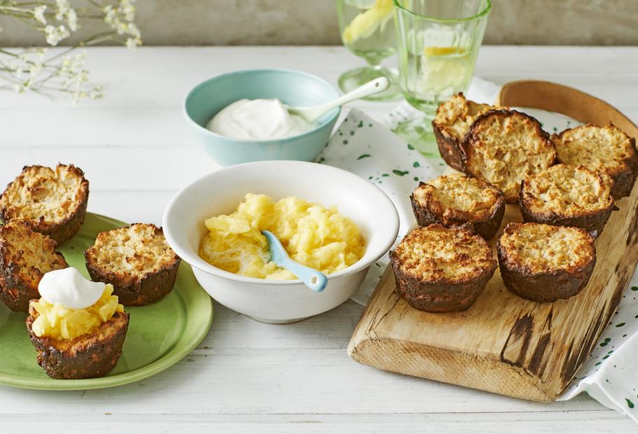 Gegrillte Knödel-Muffins mit Ananas