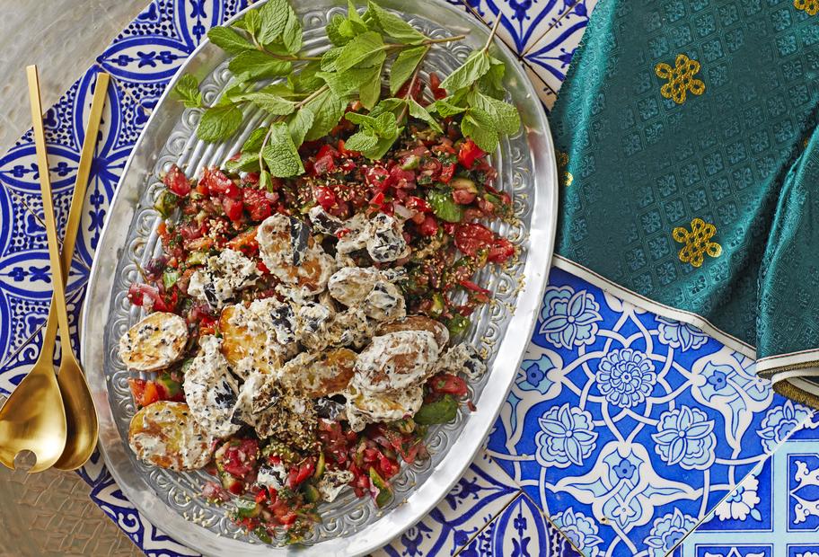 Orientalischer Kartoffelsalat mit Aubergine
