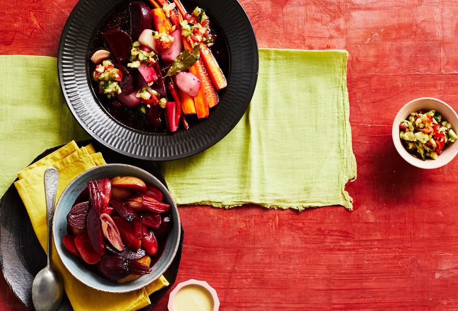 Topinambur und Rote Bete in Ingwersud