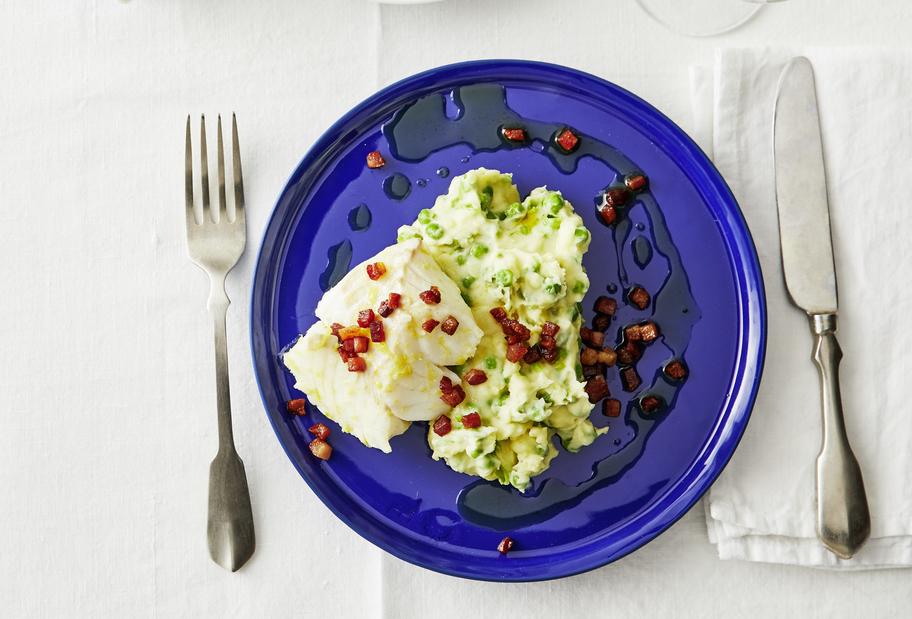 Gedämpfter Kabeljau mit Kartoffelpüree