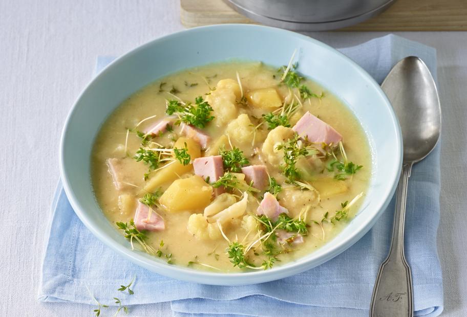 Wärmender Kartoffeleintopf mit Blumenkohl und Putenbrust