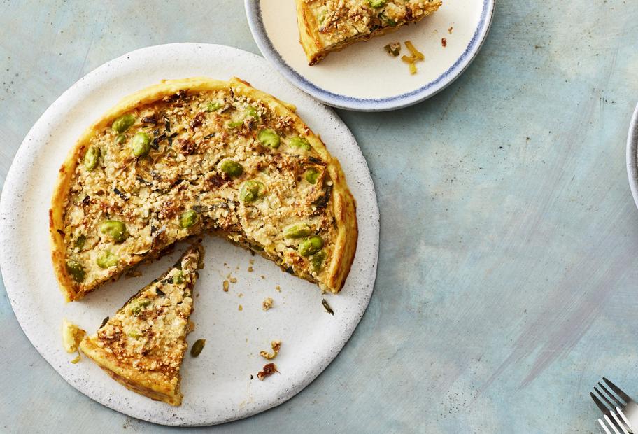 Kartoffel-Quiche mit dicken Bohnen