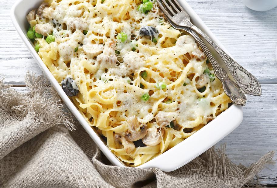 Erbsen-Auflauf mit Sahneschmelzkäse