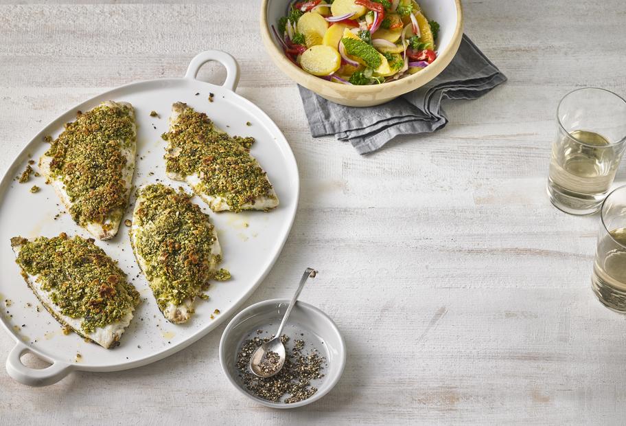 Gratinierte Doraden mit Kartoffelsalat