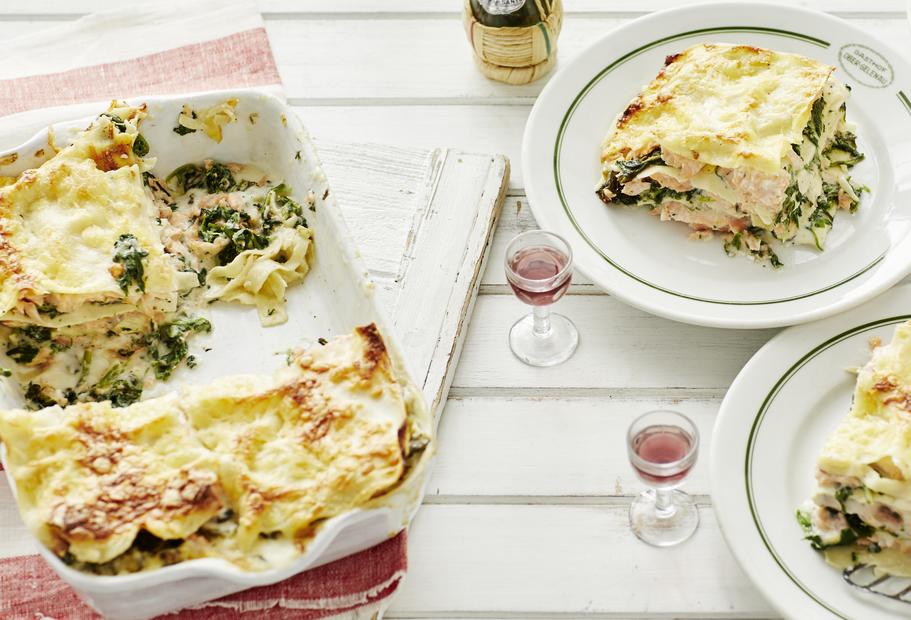 Die leckerste Lasagne mit Spinat und Räucherlachs