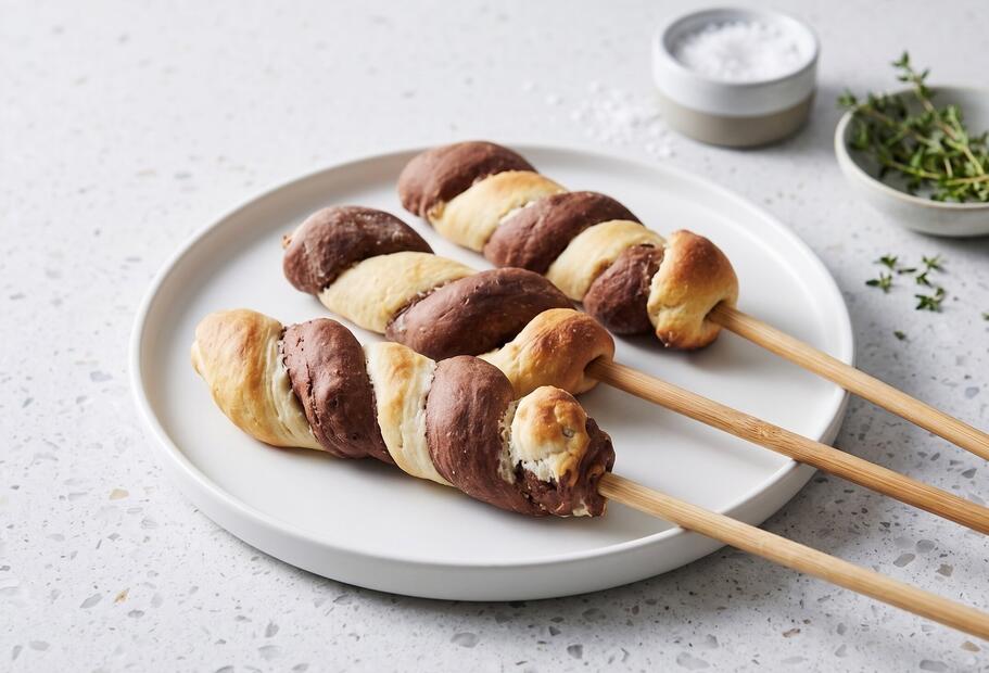 Süßes Stockbrot schwarz-weiß