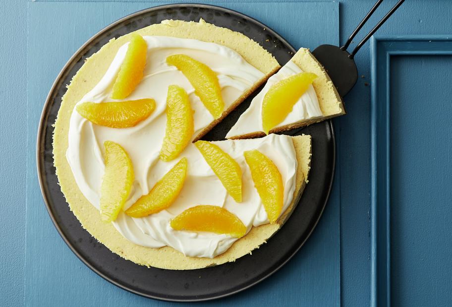 Kürbis-Cheesecake mit Keksboden