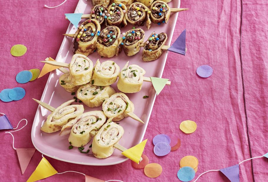 Pfannkuchen am Spieß für das Kochen mit Kids