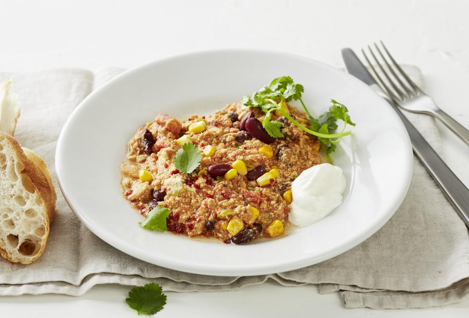 Hähnchen-Chili mit Fladenbrot