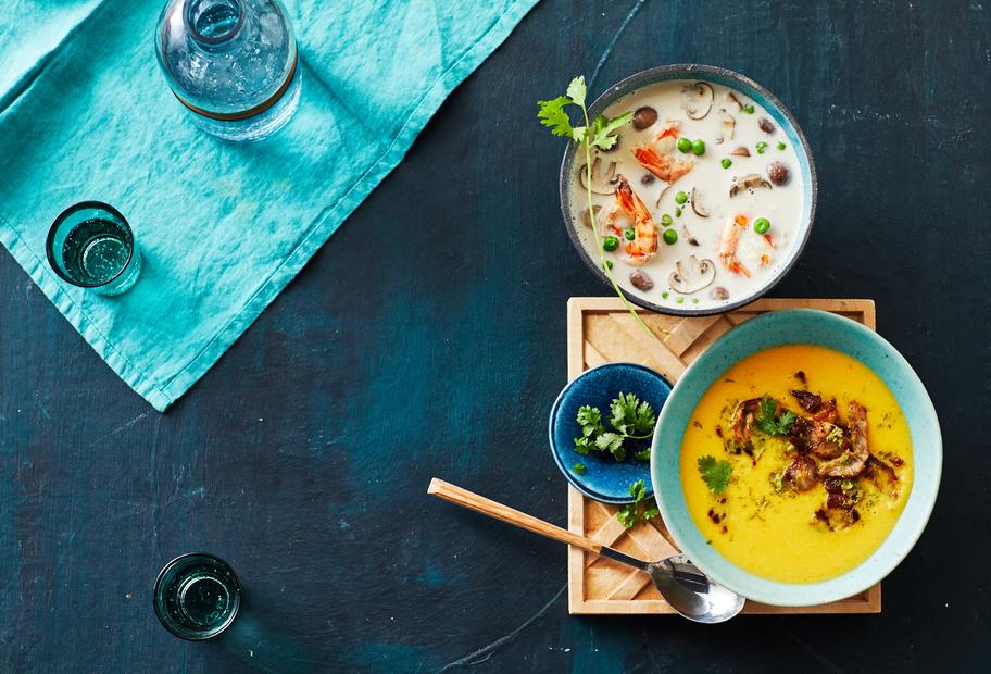 Feine Kokossuppe mit Garnelen