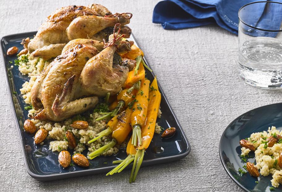 Stubenküken mit Dattel-Couscous