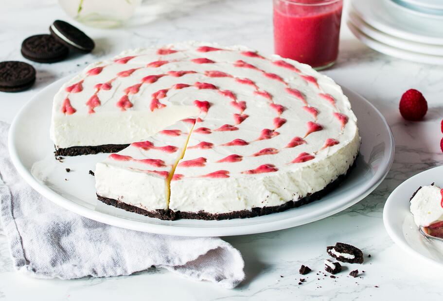 No Bake Cheesecake mit Oreo-Keksboden 