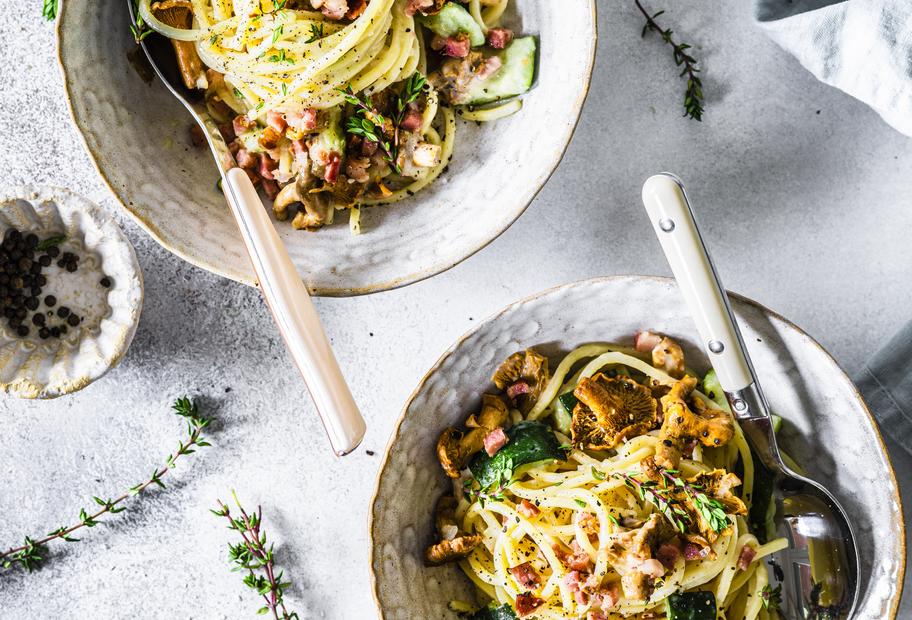 Spaghetti mit Pfifferling-Cremesoße