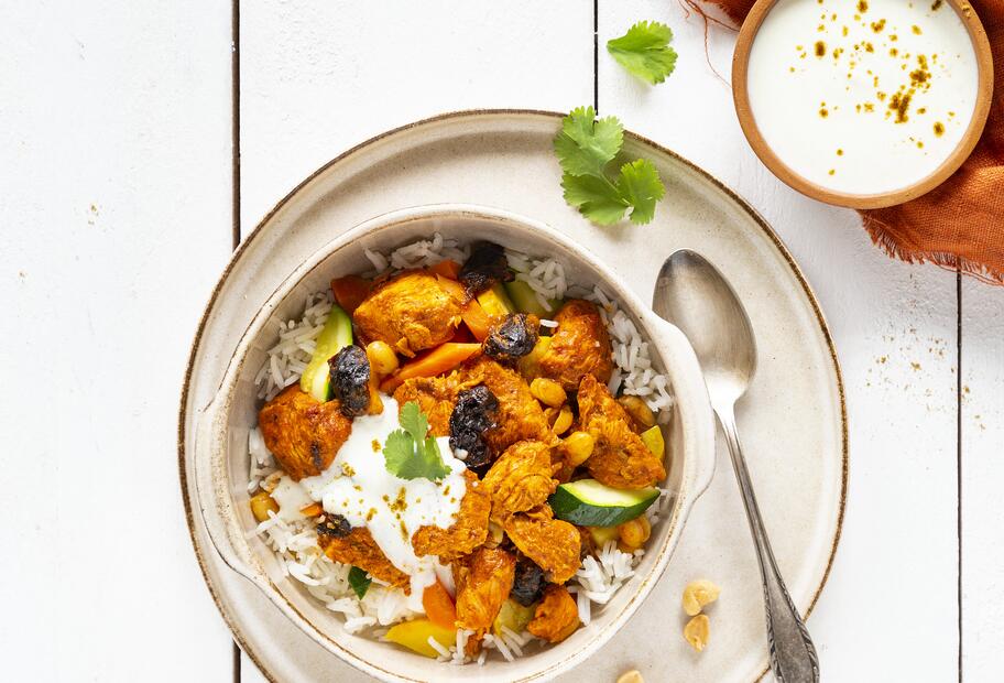 Tandoori mit Huhn und leichtem Gewürz-Joghurt