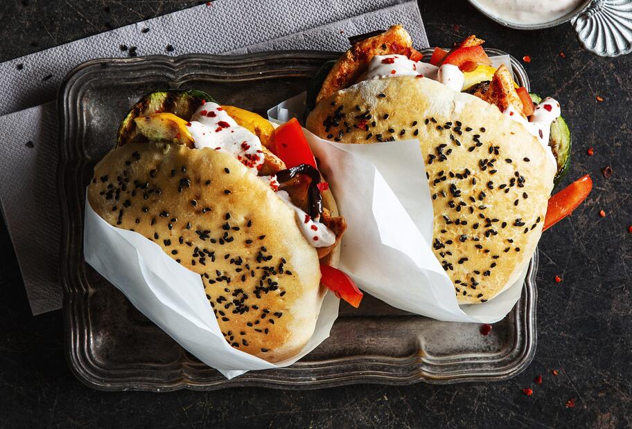 Hähnchen-Döner mit Grillgemüse