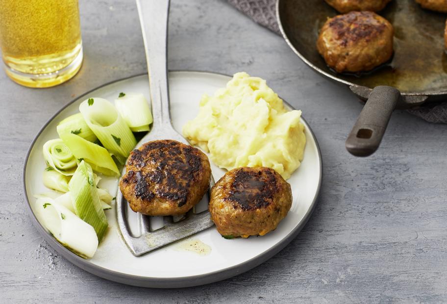 Kürbis-Frikadellen mit Butter-Lauch