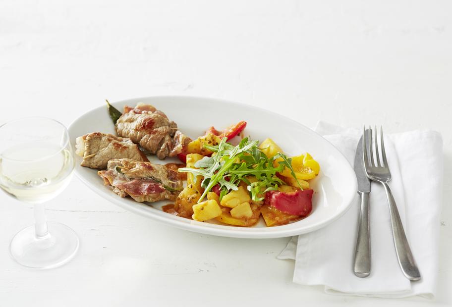 Saltimbocca mit Kartoffel-Paprika-Gemüse