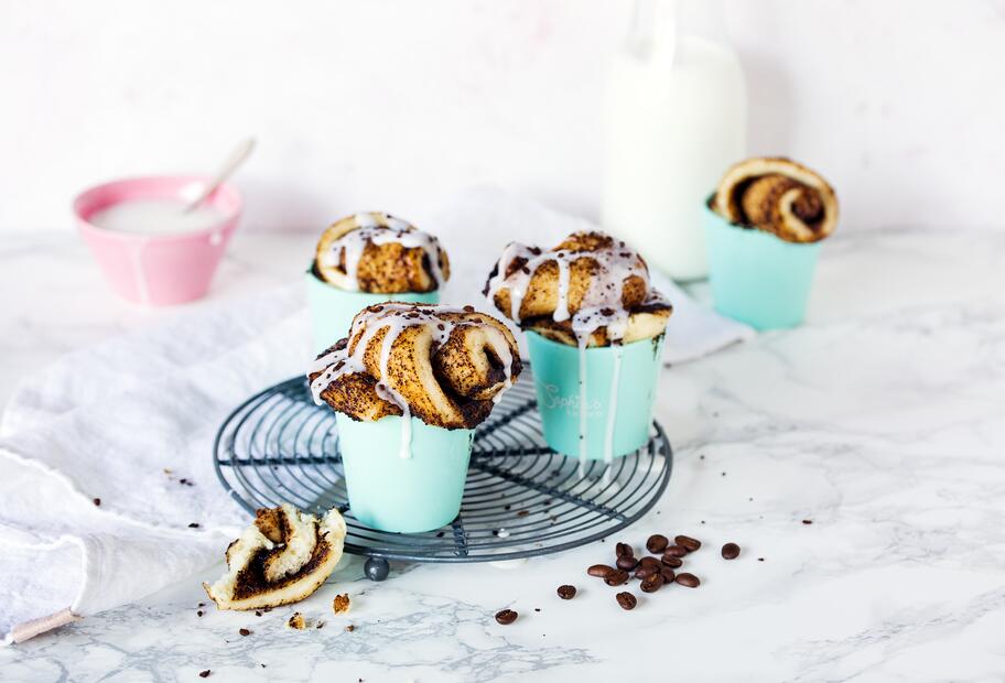 Softe Kaffee-Hefeschnecken