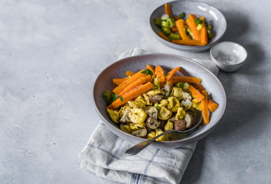 Tortellini mit Pilz-Sahne-Soße