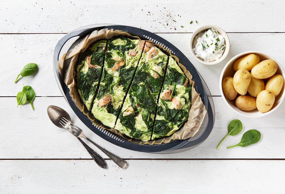 Spinatomelett mit Lachs