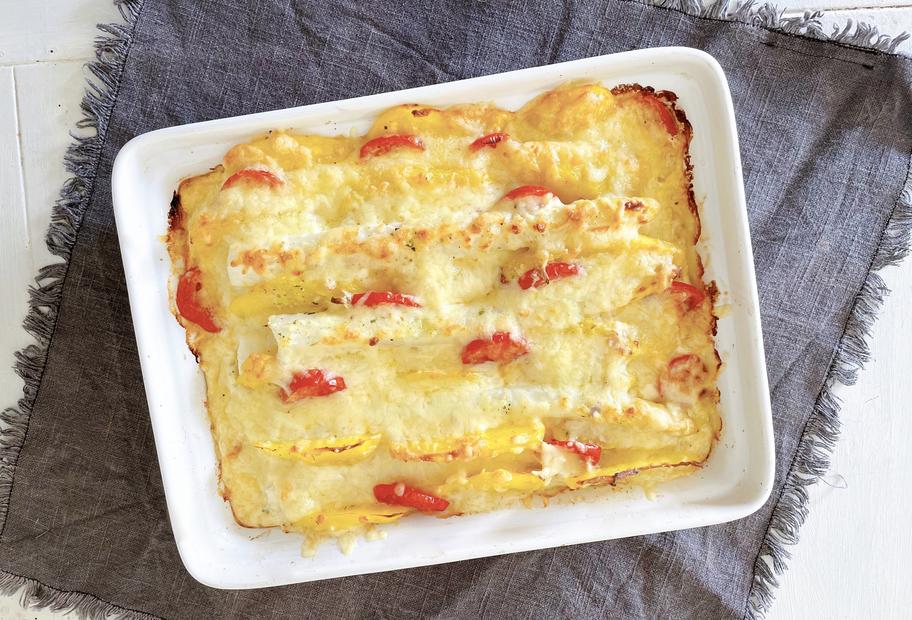 Vegetarischer Spargelauflauf mit Sahne