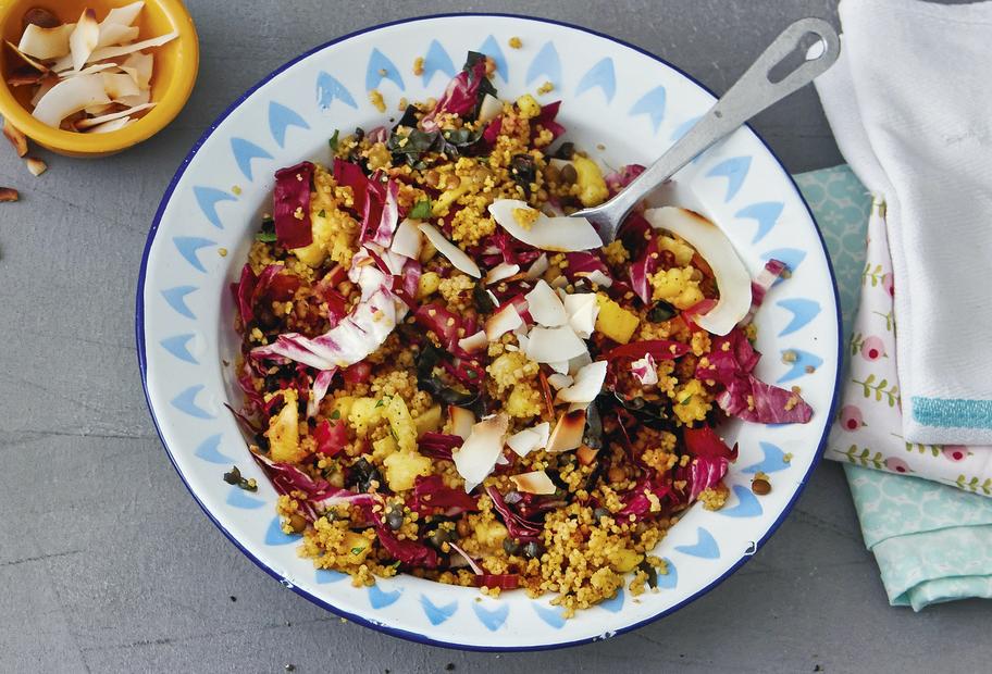 Couscoussalat mit Linsen und Ananas