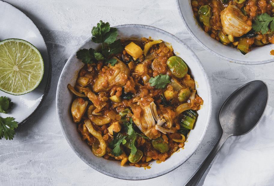 Linsencurry mit Mango und Jackfruit