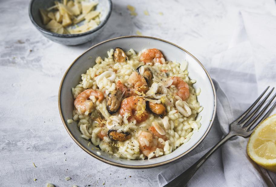Zitronenrisotto mit Meeresfrüchten