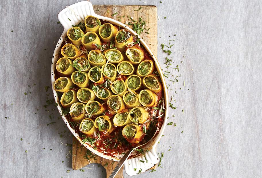 Kräuter-Ricotta-Cannelloni mit Pecorino