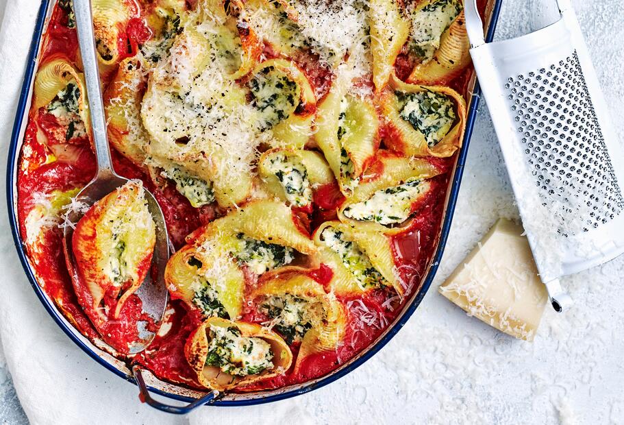 Muschelnudelauflauf „Spinaci e Ricotta“