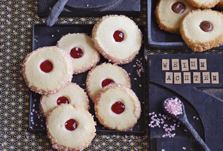 Heidesand mit Himbeerkonfitüre