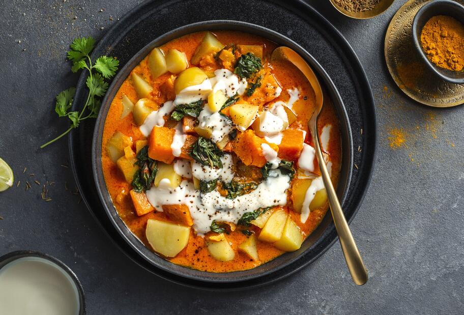 Vegetarisches Kartoffelcurry mit Kokosmilch für den Thermomix®