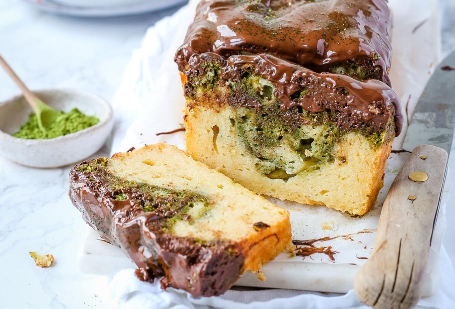 Matcha-Marmorkuchen ohne Zucker