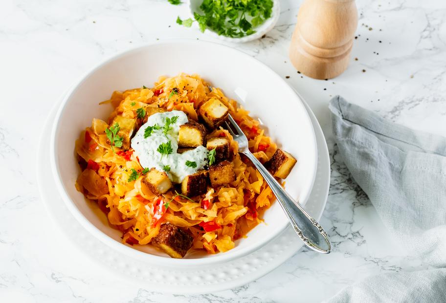 Sauerkrauttopf mit Tofu und Schmand für den Thermomix®