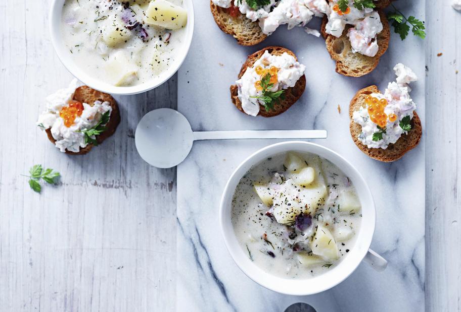 Kräftige Speck-Kartoffelsuppe mit Schmand