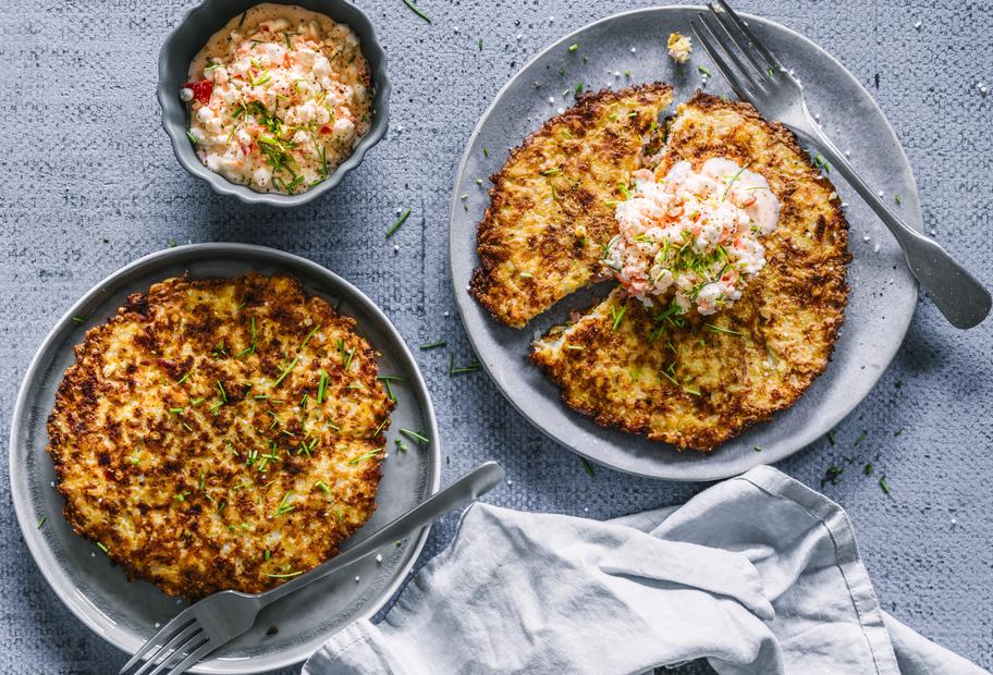 Aus der Pfanne: Gemüsepuffer mit Schinken