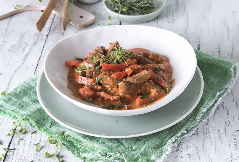 Fruchtiges Paprika-Rinder-Geschnetzeltes