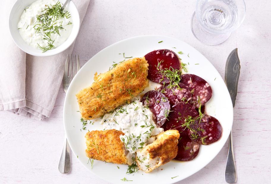 Panierter Fisch mit Remoulade