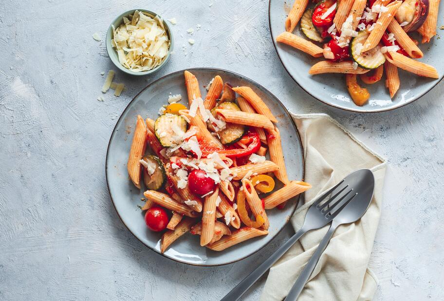 One-Pot-Pasta mit Ratatouille