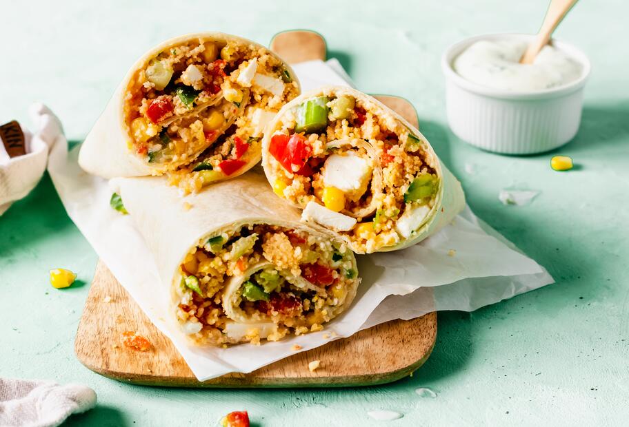 Couscous-Veggie-Wraps mit Hirtenkäse