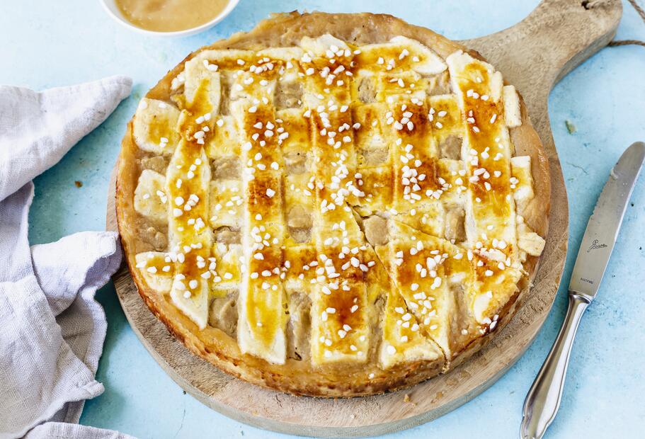 Apfelmuskuchen mit Gitter