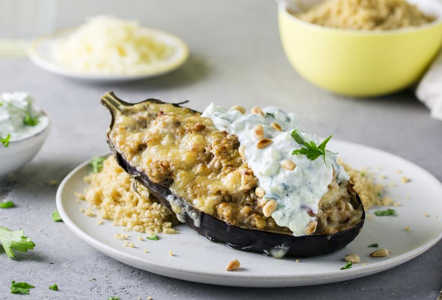 Gefüllte Auberginen mit Thunfisch und Couscous