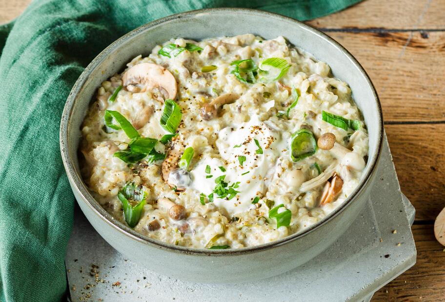 Graupentopf mit Pilzen