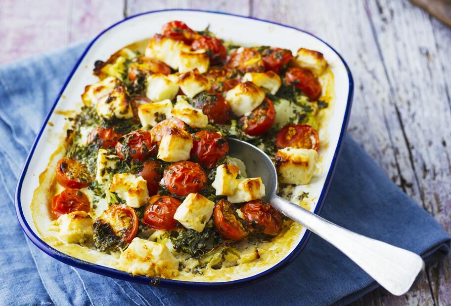Grünkohlauflauf mit Hackfleisch und Feta